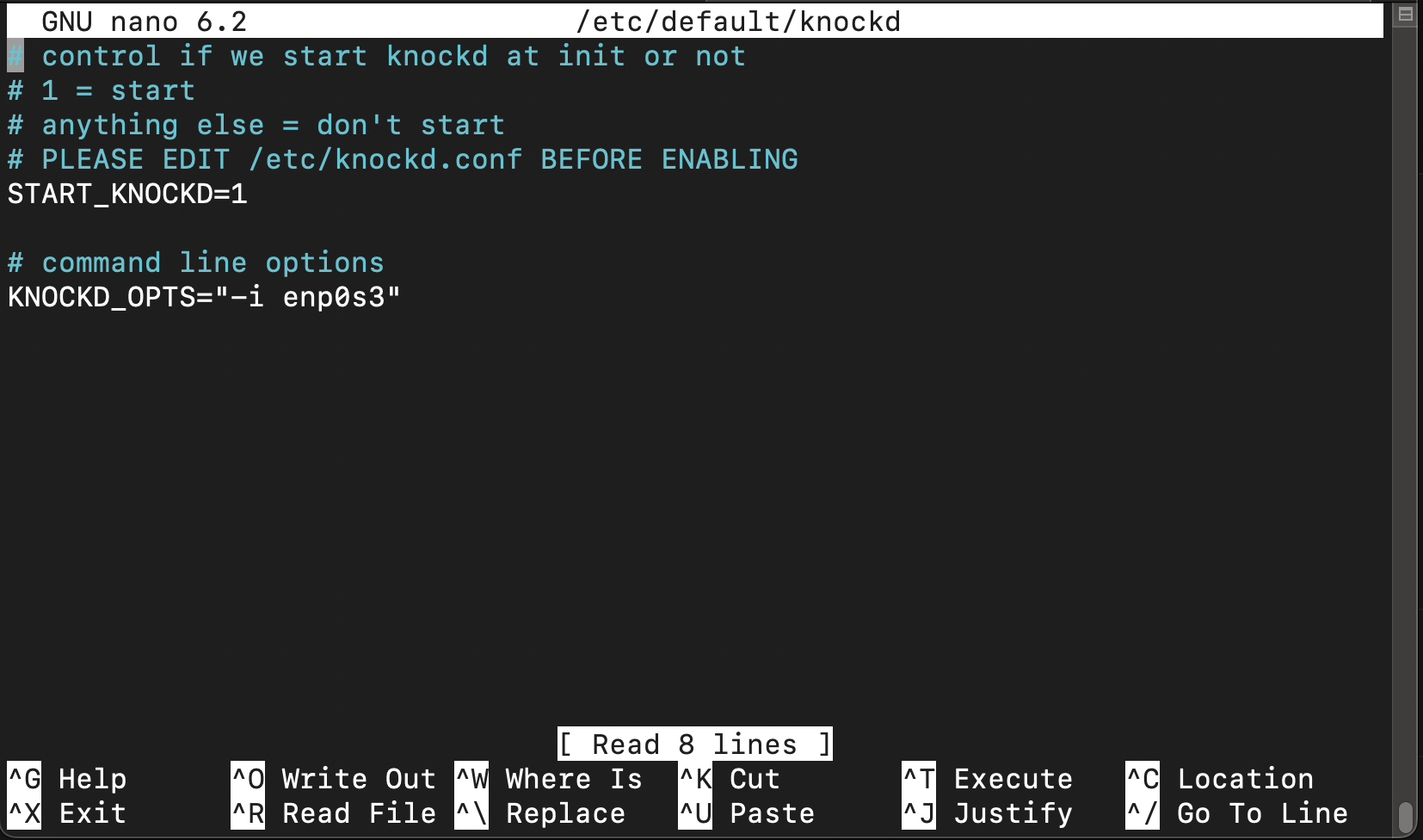 knockd configured for specific interface only